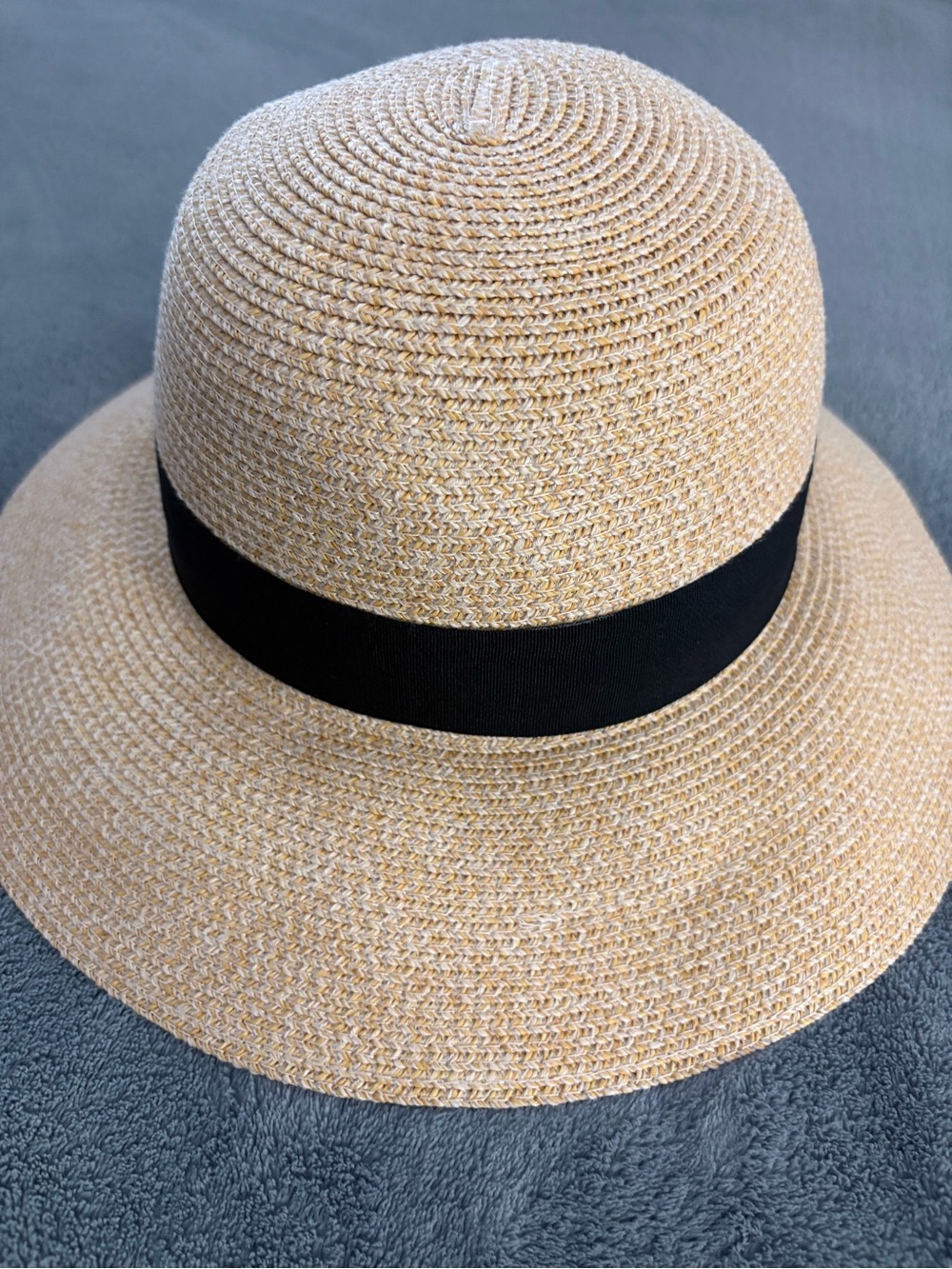 FURTALK Straw Wide Brim Sun Hat Black Band Adjustable M/L Beach Vacation UPF
